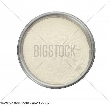 Bowl Of Agar-agar Powder Isolated On White, Top View