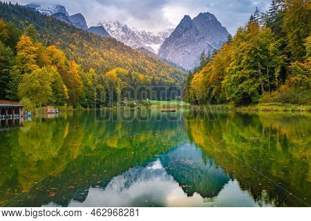 Riessersee And Zugzpitze At Autumn, Garmisch-partenkirchen, Bavaria