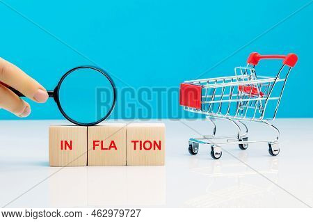 Financial Leverage And Wealth Balance During Inflation Concept. Letter Blocks With Word Inflation Wi