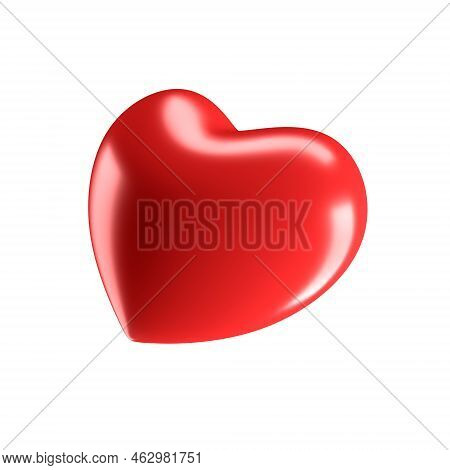 Red Heart Isolated On White Background. 3d Illustration.