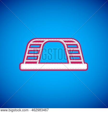 White Monkey Bar Icon Isolated On Blue Background. Vector