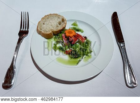 Fresh Prepared Salad On A Plate, Bowl.