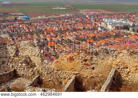 Rasnov Fortress, Romania And Old Town High Angle View