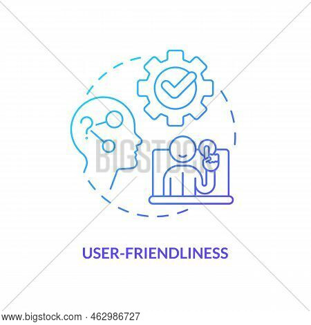 User-friendliness Blue Gradient Concept Icon. Simple Interface For Using. Positive User Experience I