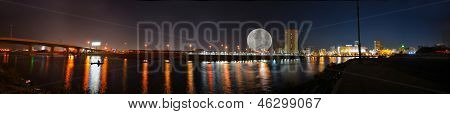 Jeddah centrum panorama om natten
