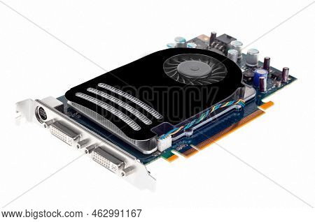 A Graphic Card With Agp Bus System On White Background