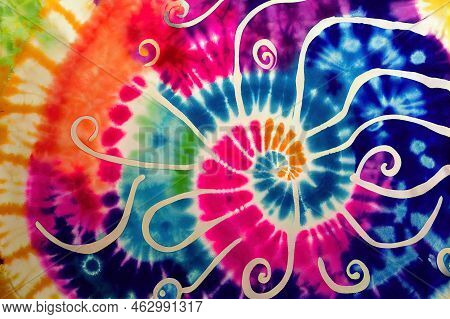 Tie Dye Spiral. Artistic Batik. Spiral Tie Dye Design. High Quality 2d Illustration.