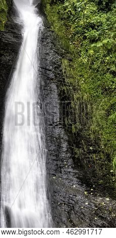 Whitelady Waterfall In Rain - Lydford Gorge, Dartmoor National Park, Devon, United Kingdom
