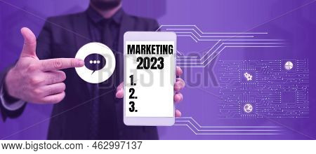Conceptual Caption Marketing 2023. Internet Concept Commercial Trends For 2023 New Year Promotional