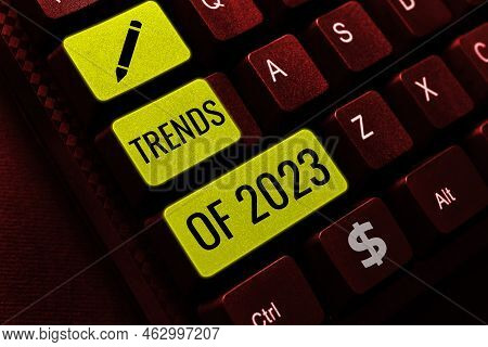 Conceptual Display Trends Of 2023. Business Idea Things That Is Famous For Short Period Of Time In C