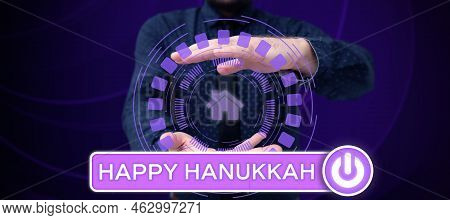 Conceptual Caption Happy Hanukkah. Business Idea A Day Related With Scary Aspect, Haunted House, And