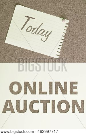 Text Caption Presenting Online Auction. Business Approach Process Of Buying And Selling Goods Or Ser