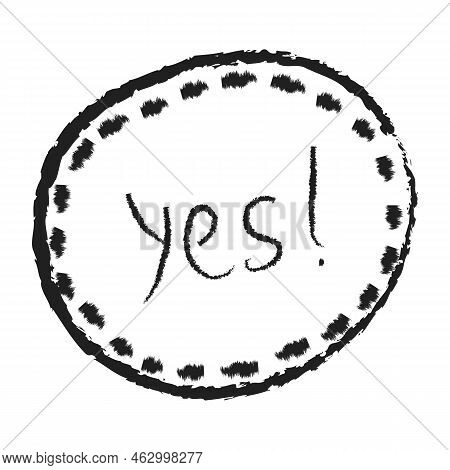 Highlight Oval Marker Frame With Yes Text. Hand Drawn Scribble Doodle Circle Set. Ovals And Ellipses