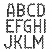 Bicycle chain alphabet. Vector.