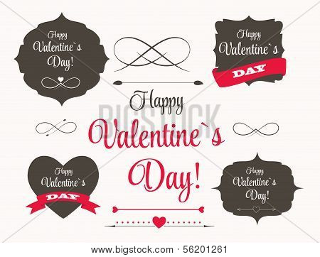 Vector St Valentine Day's Labels, Elements, Arrows in Retro Styl