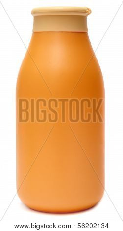 Closed Cosmetic Or Hygiene Plastic Bottle Of Gel, Liquid Soap, Lotion, Cream, Shampoo. Isolated On W