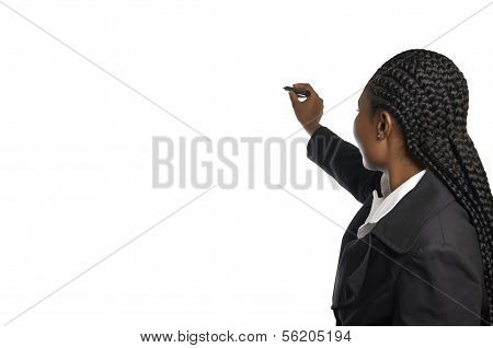 Anonymous African Business Woman Writing In Free Copy Spave