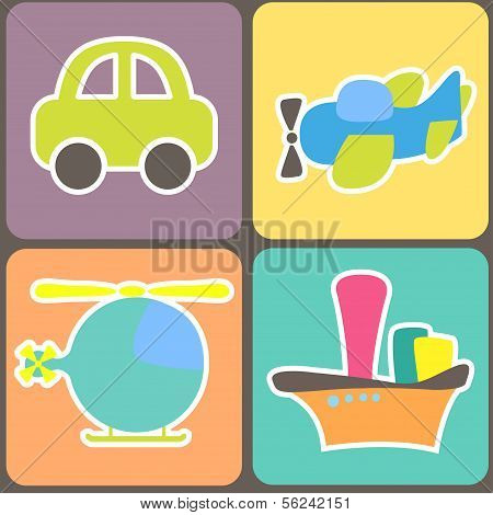 seamless pattern with cartoon transport