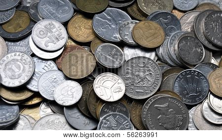 view on a pile of coins