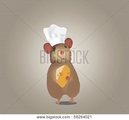 Maus-Chef mit Hut und KÃ¤se