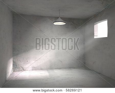 Prison. Old grunge interior. 3d illustration