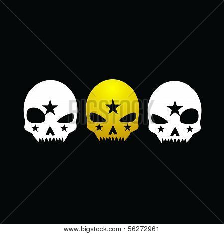 three skull with a sharp teeth
