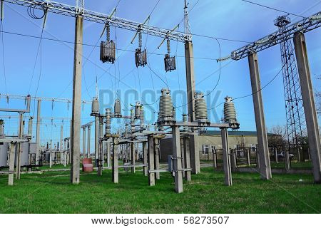 Power Lines And Electric Pylon