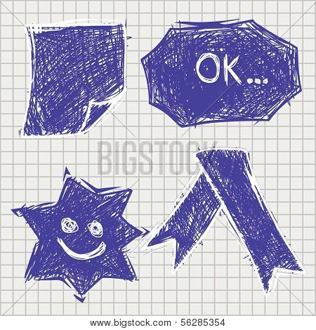 Set of vector elements in hand drawing style. Ser of labels