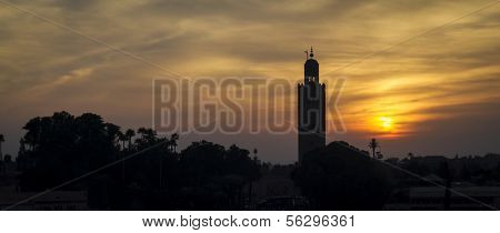 Minaret on sunset, Marrakech, Morocco