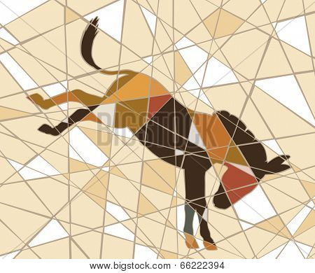 Editable vector mosaic illustration of a kicking donkey