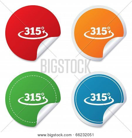 Angle 315 degrees sign icon. Geometry math symbol