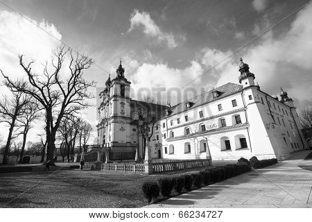 St. Stanislaus Bishop Church in Krakow, black and white photo.