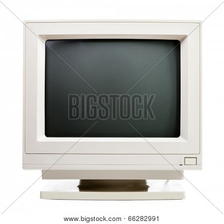 Vintage CRT computer monitor on white background