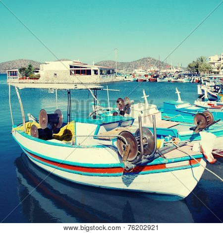 Fishing Boats In Elounda (Crete, Greece).