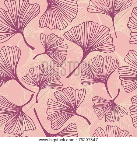 Floral seamless pattern with ginkgo leaves.Vector illustration.