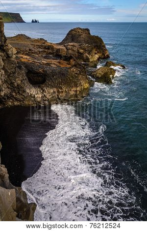 Black Sand Beach In The South Of Iceland