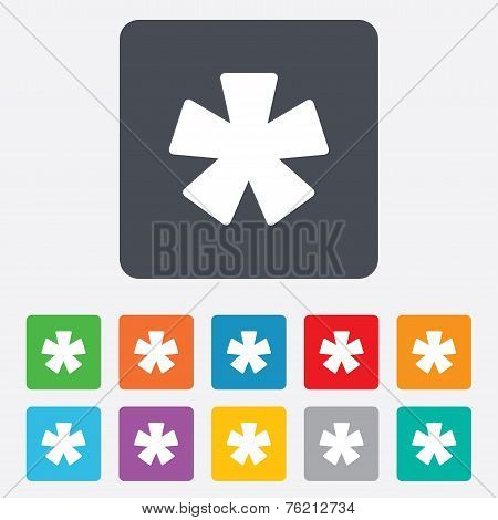 Asterisk footnote sign icon. Star symbol.