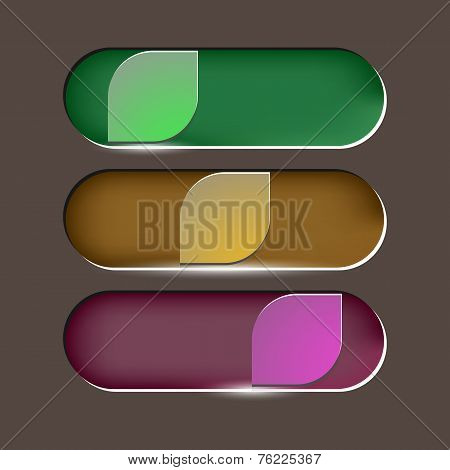 Design Leaves Button On Brown Background