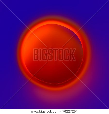 Abstract Concentric Circle Design - Lava Crater - Fiery Red Hole On Blue Background - Artistic Surre