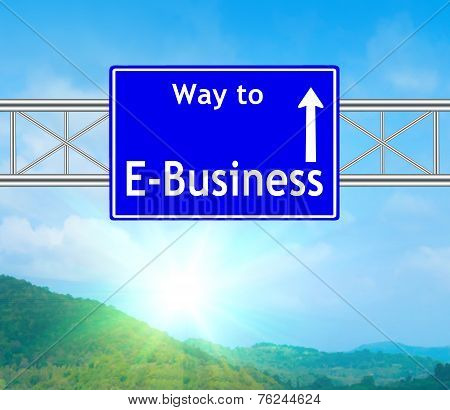 E-business Blue Road Sign
