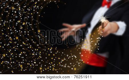 Magician Hands With Sparkling Stars