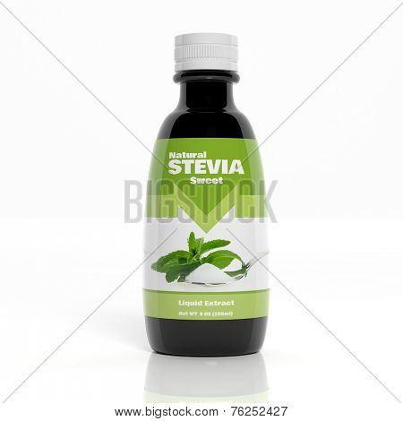 3D Stevia Extract bottle isolated on white