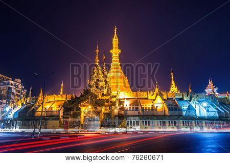 Night View Of Sule Pagoda. Yangon, Myanmar (burma)