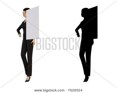 แผง businesswoman และสีขาว