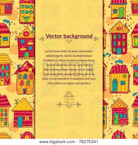 Colorful houses vector background with pace for text