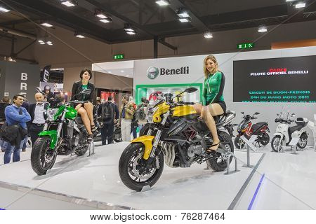 Beautiful Models Posing At Eicma 2014 In Milan, Italy