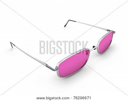 Pink Glasses Isolated On White Background.