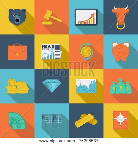 Finance exchange flat icons