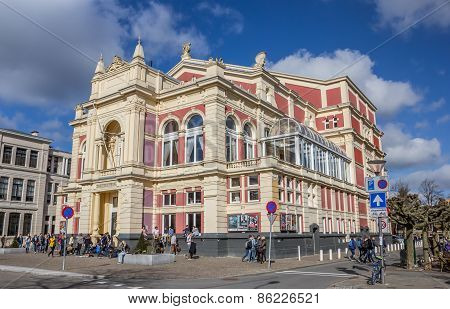 Red And Yellow Theatre In The Center Of Groningen