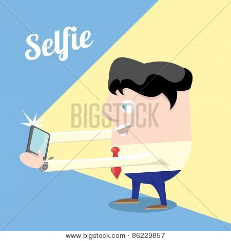 Taking Selfie Photo on Smart Phone concept
